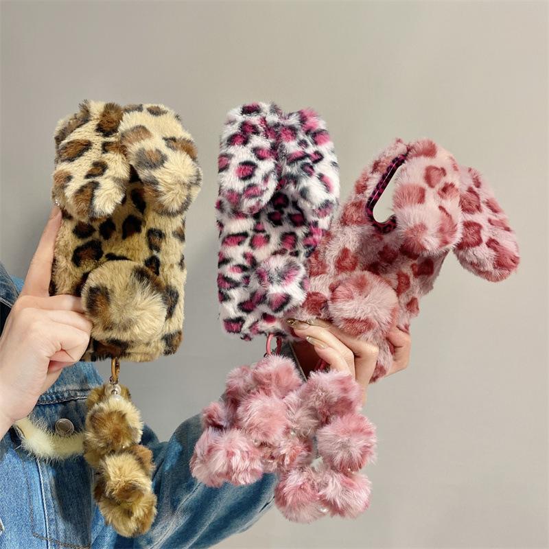 Phone Cases - Luxury 3D Leopard Print Rabbit Plush