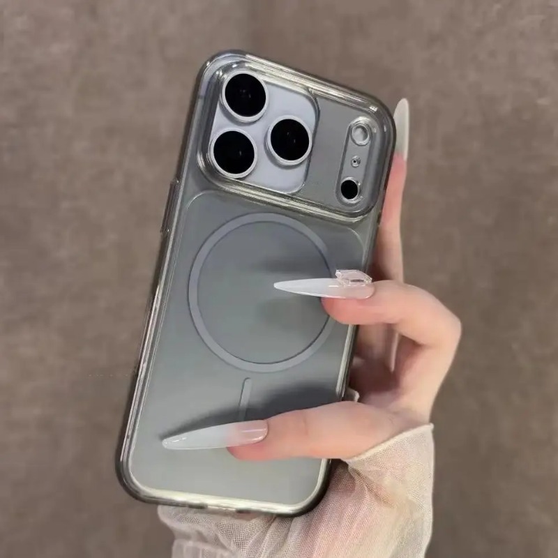 Clear Shockproof Bumper Case - Titanium Color For Magsafe Magnetic Clear
