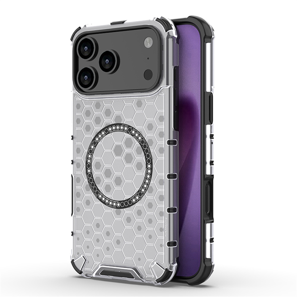 Clear Shockproof Bumper Case - Luxury Clear Honeycomb Armour Magnetic Case