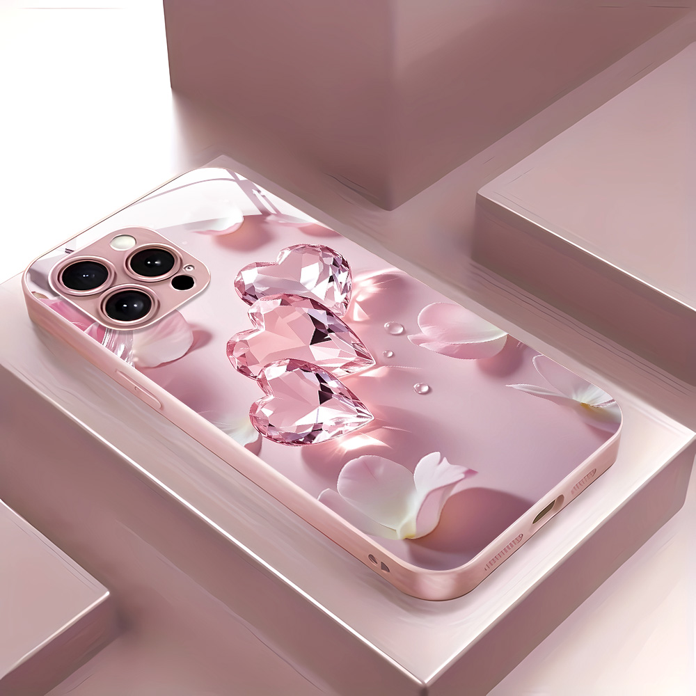 Screen Protectors - Pink Butterfly Tempered Glass Case For