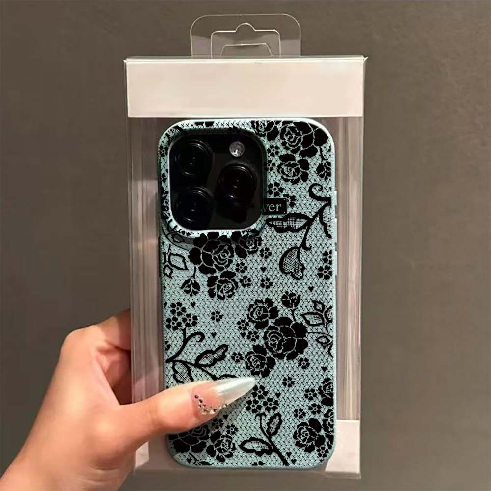 Elegant Black Lace Rose Floral - Vintage Floral Pattern Soft Case ulasan dan harga