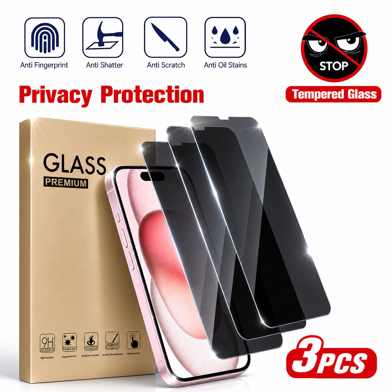 3pcs Privacy Screen Protector, - Anti Spy Privacy Glass Case ulasan dan harga