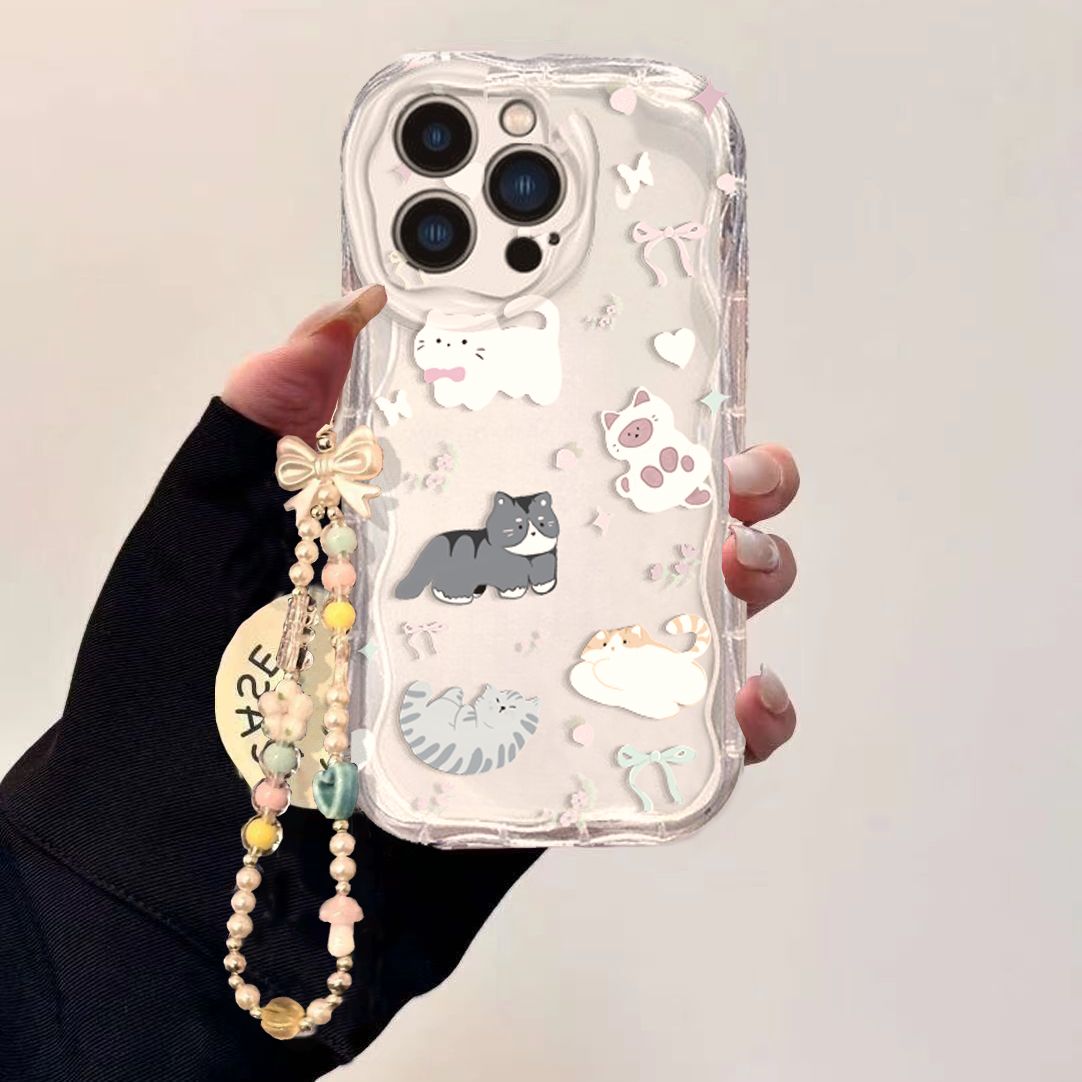 Cute Cat Bow Wrist Chain Case  - Cute Cartoon Wrist Strap Silicone Case ulasan dan harga