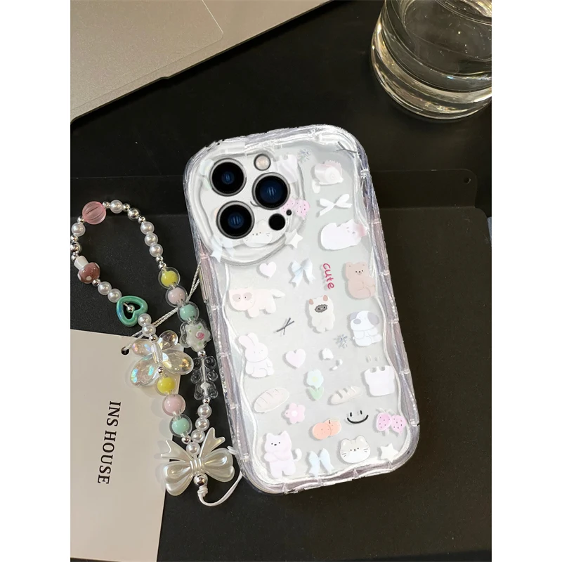 Cute Cat Bow Wrist Chain Case  - Cute Cartoon Wrist Strap Silicone Case ulasan dan harga