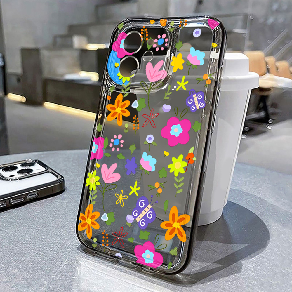 Colorful Flower Clear Phone Ca - Clear Shockproof Bumper Case ulasan dan harga