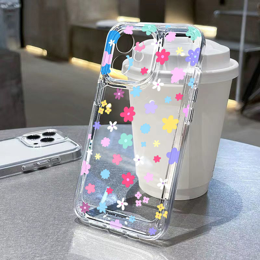 Colorful Flower Clear Phone Ca - Clear Shockproof Bumper Case ulasan dan harga