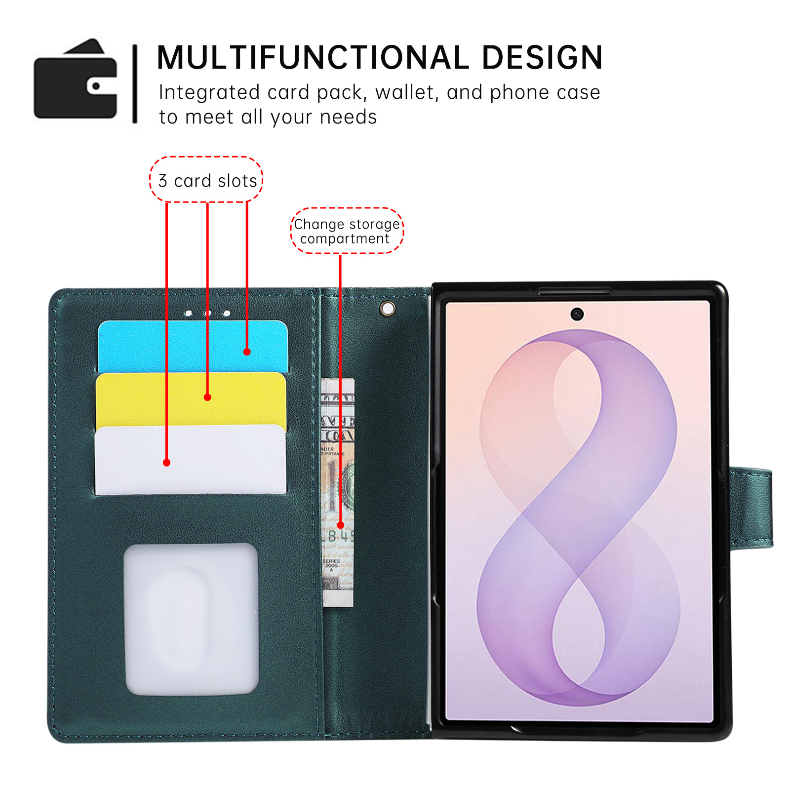 Business Luxury Leather Wallet - Leather Wallet Card Holder Phone Cover ulasan dan harga