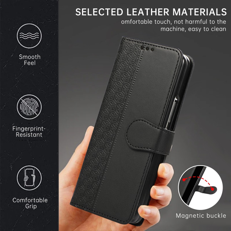 Leather Flip Phone Case for Sa - Leather Wallet Card Holder Phone Cover ulasan dan harga