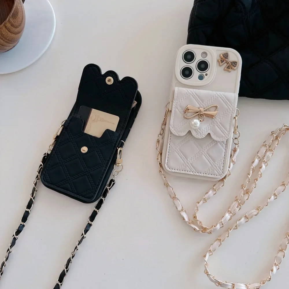 3D Bowknot Crossbody Card Hold - Leather Wallet Card Holder Phone Cover ulasan dan harga