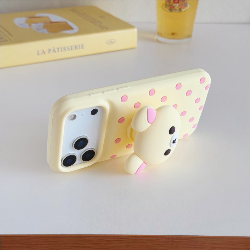 3D Rilakkuma Bear Polka Dot Si - Cute Cartoon Wrist Strap Silicone Case ulasan dan harga