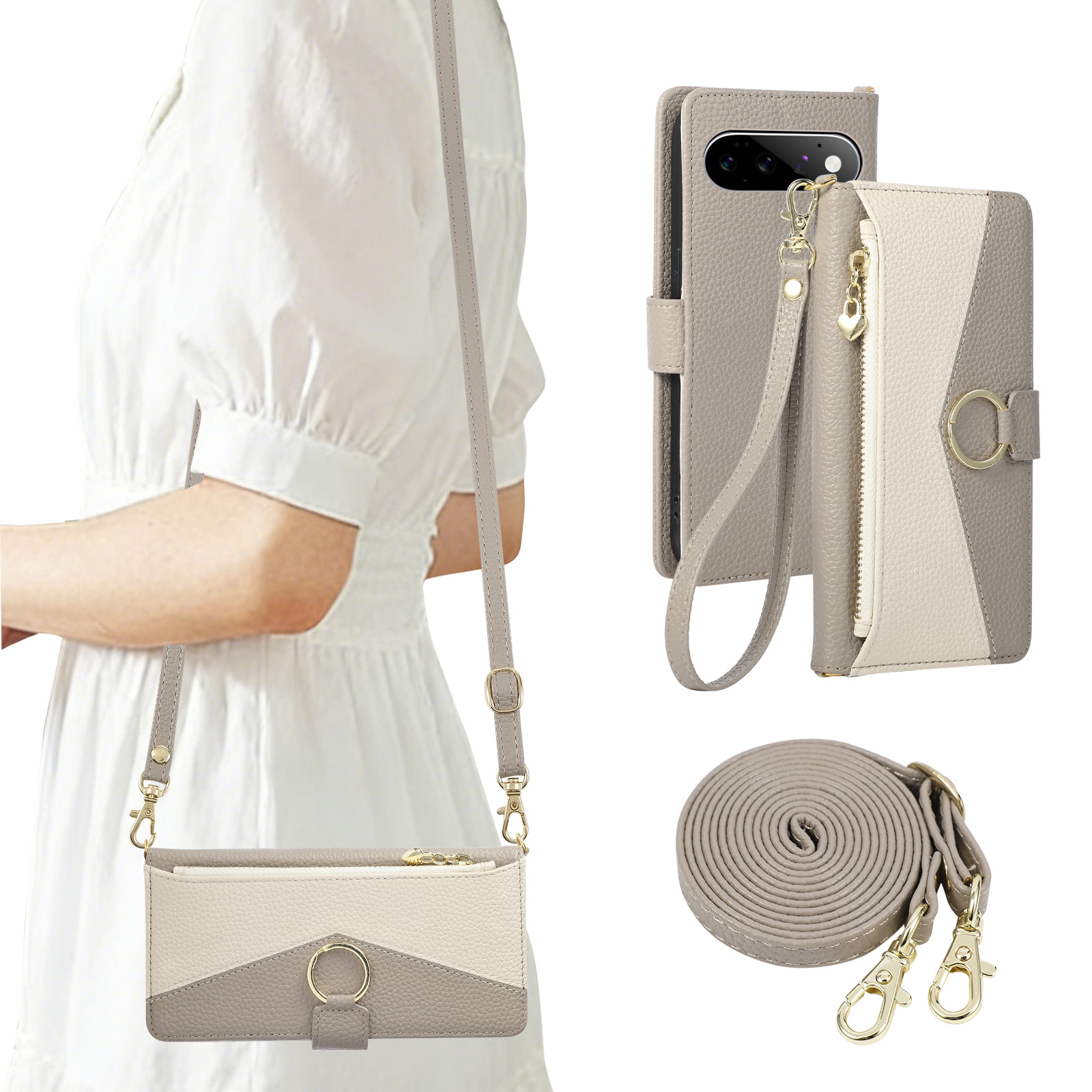 Crossbody Long Lanyard Flip Ca - Leather Wallet Card Holder Phone Cover ulasan dan harga