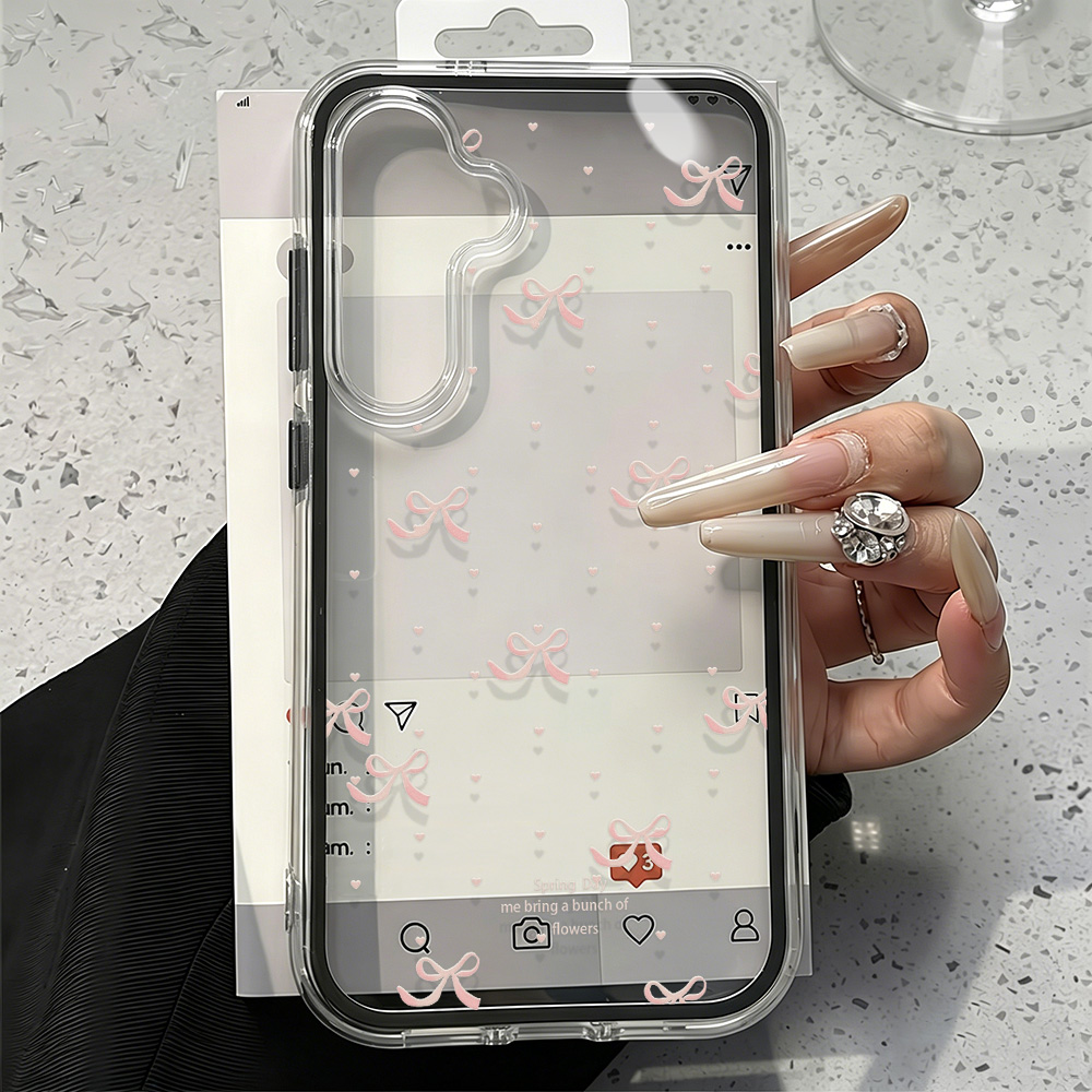 Cute Pink Bow Soft Phone Case  - Clear Shockproof Bumper Case ulasan dan harga