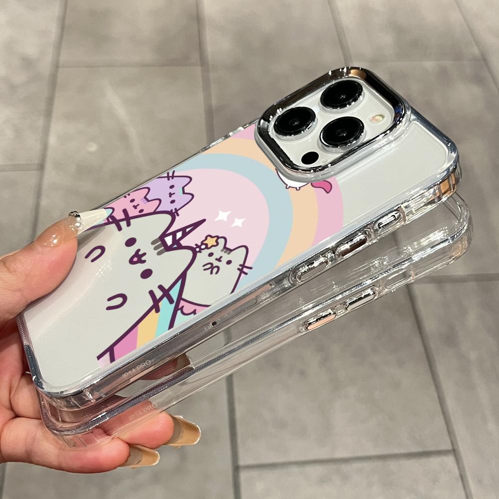 Cartoon Pusheen Cat Matte Tran - Clear Shockproof Bumper Case ulasan dan harga