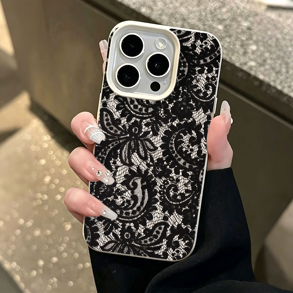Black Vintage Floral Lace Lych - Vintage Floral Pattern Soft Case ulasan dan harga