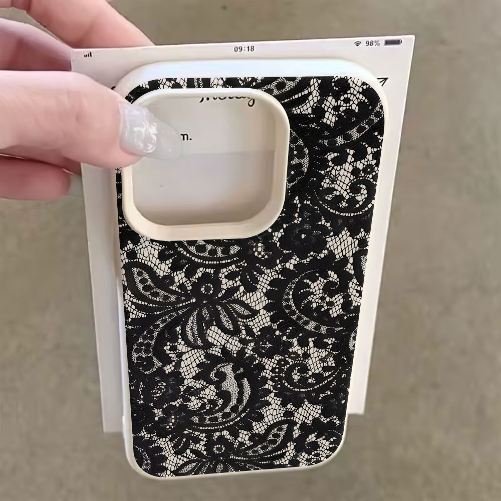 Black Vintage Floral Lace Lych - Vintage Floral Pattern Soft Case ulasan dan harga