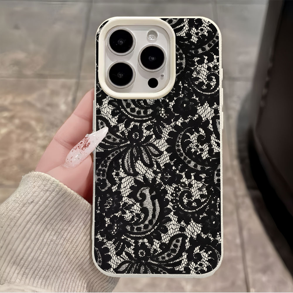 Black Vintage Floral Lace Lych - Vintage Floral Pattern Soft Case ulasan dan harga