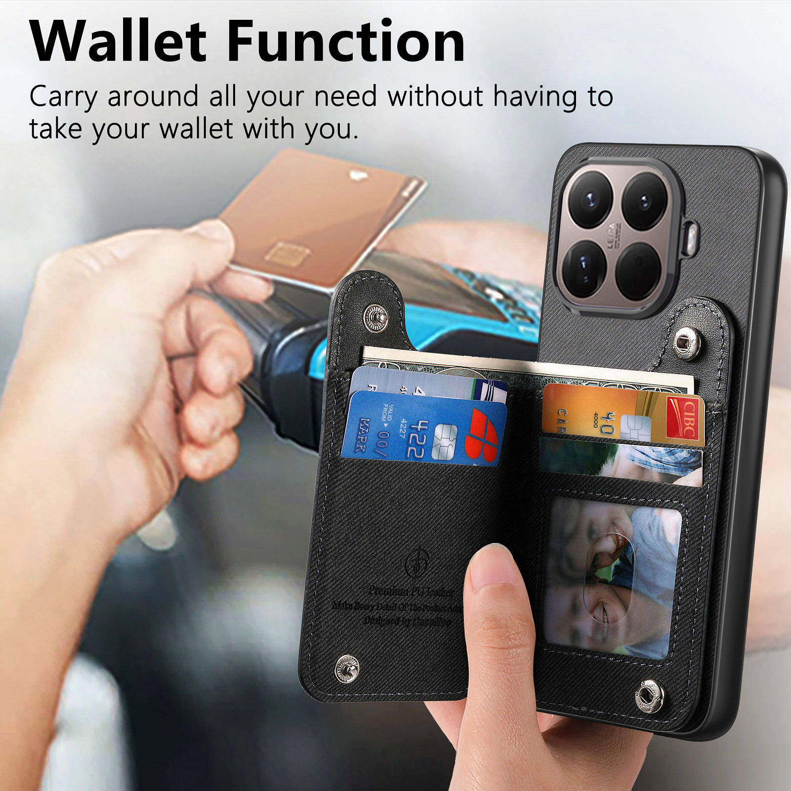 RFID Wrist Strap Zipper Wallet - Leather Wallet Card Holder Phone Cover ulasan dan harga