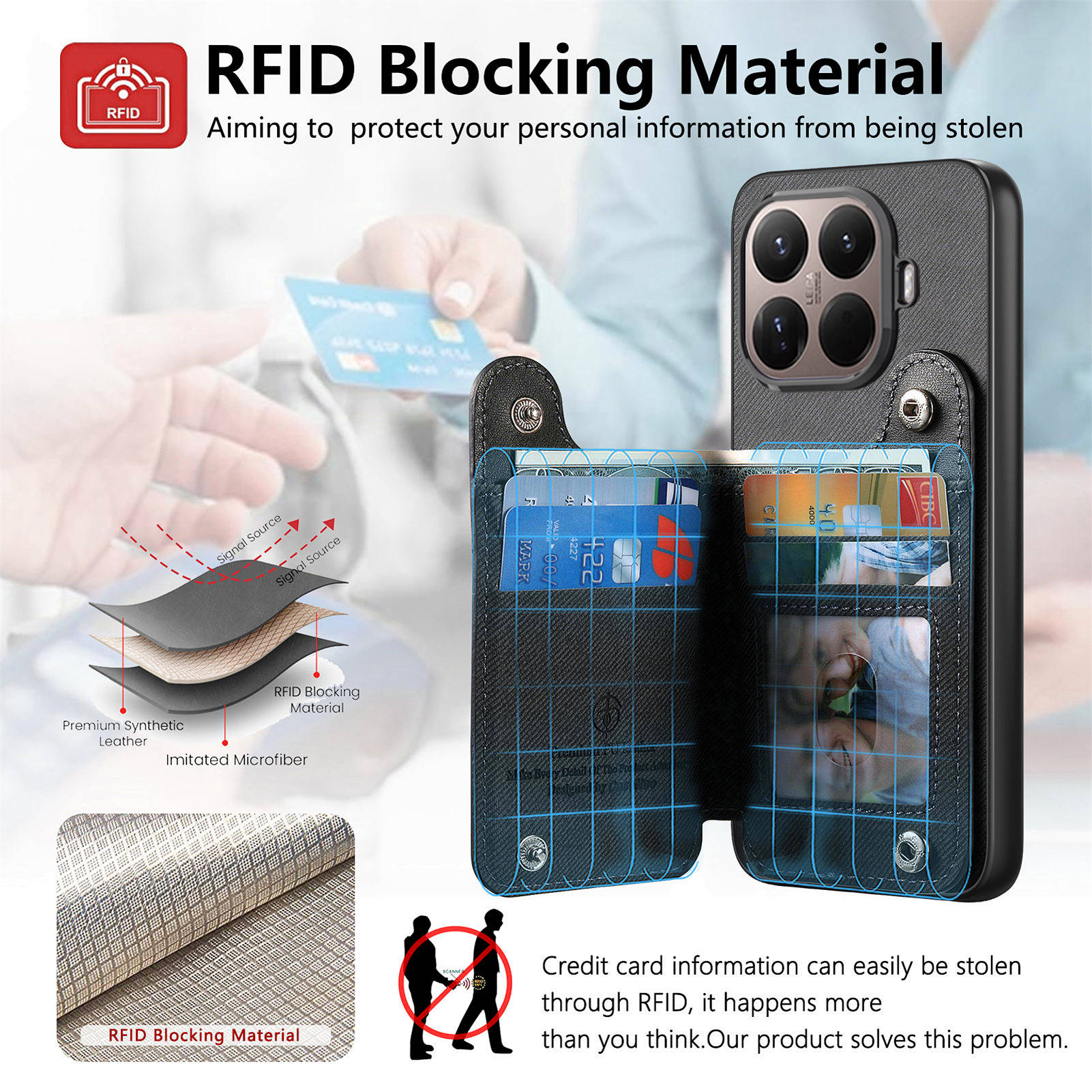 RFID Wrist Strap Zipper Wallet - Leather Wallet Card Holder Phone Cover ulasan dan harga