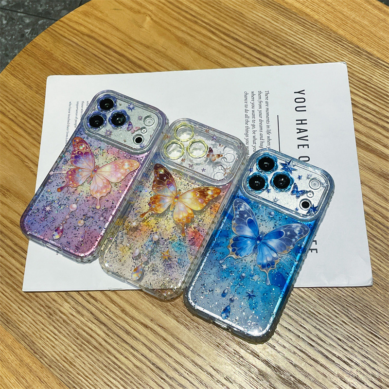 Luxury Colorful Sequins Butter - Clear Shockproof Bumper Case ulasan dan harga